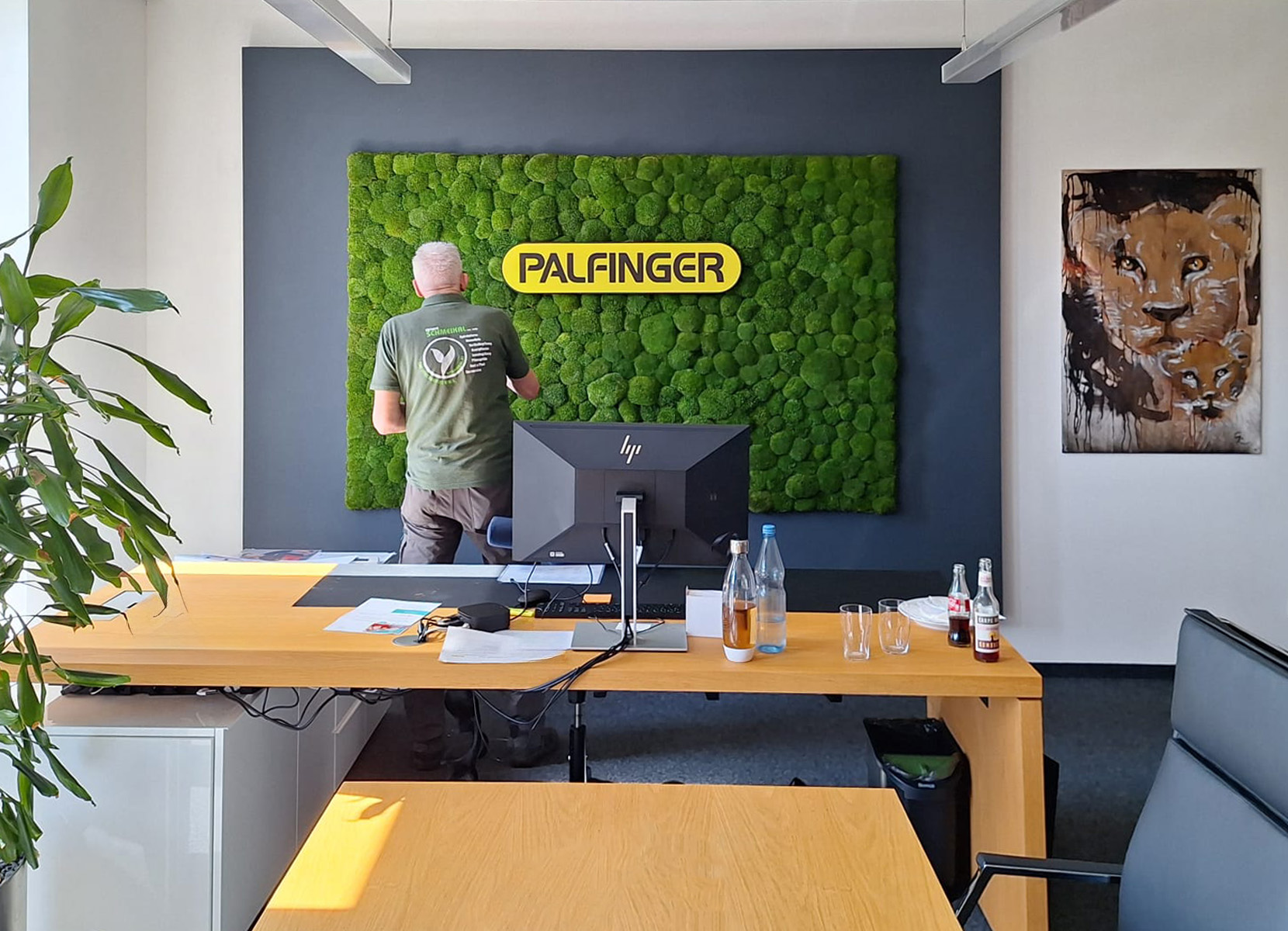 Moosbild mit Logo, Mooswand